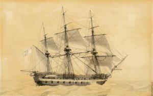 ECKERSBERG Christoffer Wilhelm 1783-1853,A Danish ship of the line at sea,Bruun Rasmussen 2023-12-06
