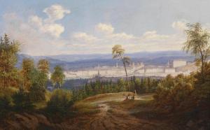 EDELBACHER Josef 1817-1868,View from the Pöstlingberg over Linz,1866,Palais Dorotheum AT 2011-02-15