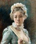 EDELFELT Albert 1854-1905,A YOUNG WOMAN WITH A FAN,Bukowskis SE 2013-06-05