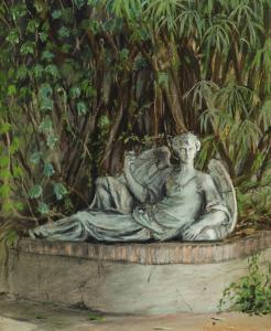 Edelstein Victor 1946,VIEW OF THE FOUNTAIN IN THE COURTYARD OF THE PALAZ,Sotheby's GB 2019-04-17