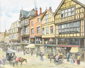 Eden Brian 1900-1900,Chester street scene with figures,Peter Wilson GB 2024-04-11