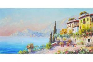 EDER A… 1900-1900,An Italian Seascape, with Figures by a Villa in th,John Nicholson GB 2015-03-28
