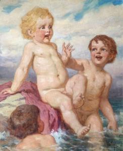 EDER Gyula 1875-1945,Bathing Children,Pinter HU 2022-01-16