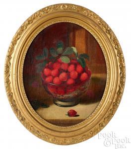 Edmondson Jr. Edward 1830-1884,still life with strawberries,Pook & Pook US 2024-01-18