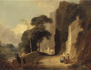 EDMONSTONE Robert 1794-1834,Figures on a riverside path in a gorge,Christie's GB 2005-03-13