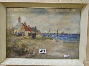 EDWARDS Alfred Sanderson 1852-1915,depicting a row of seaside cottages with a gro,Richard Winterton 2018-09-04