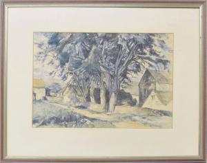 EDWARDS Donald H,Cotswold Farm with beech trees,20th century,Gardiner Houlgate GB 2022-03-24