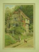 EDWARDS GOODALL J 1900-1900,Child with dog near Tudor cottage,Peter Francis GB 2012-03-27