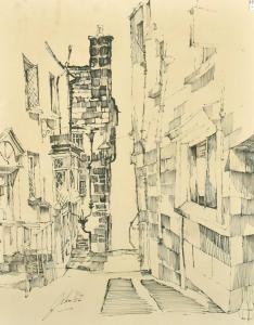 EDWARDS John Uzzell 1937,a narrow alleyway between buildings,1962,John Nicholson GB 2022-09-07