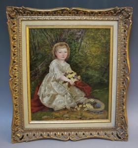 EDWARDS Mary Ellen Freer,Woodland scene with young girl collecting primrose,Cuttlestones 2018-11-22