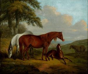 EDWARDS Sydenham Teast 1768-1819,Mares and a Foal in a Landscape,1798,Mellors & Kirk GB 2023-11-07