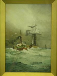 EDWIN MOSLEY WILLIAM 1800-1900,Steampaddle wheeler and sailing vessels,Peter Francis GB 2011-01-22
