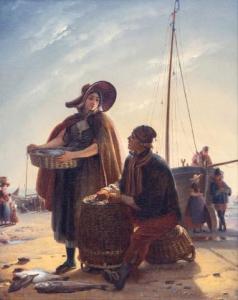 EECKHOUT Jacobus Josephus 1793-1861,Een goede vangst,Venduehuis NL 2021-02-28