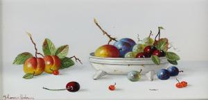 Eerdmans Johanes 1950,Still life with cherries and plums in a ceramic bowl,Halls GB 2018-03-07