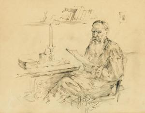 EFTIMOVICH REPIN Ilia 1844-1930,Portrait of the Russian author Count Lev Nikol,1909,Uppsala Auction 2023-12-12