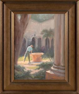 EGELI Arthur 1964,Figure in a tropical courtyard,Eldred's US 2024-02-16
