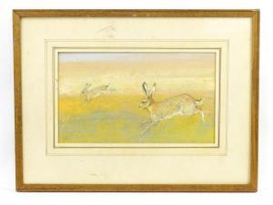 EGERTON Shan 1948,Hares in Spring Stubble,20th century,Claydon Auctioneers UK 2023-11-19