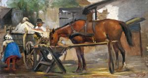 EGERVARY POTEMKIN AGOST 1858-1930,Feeding horse,Nagyhazi galeria HU 2017-03-07
