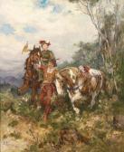 EGGENA Gustav 1850-1915,A Lady Falconer on Horseback with Companion,Palais Dorotheum AT 2015-02-12