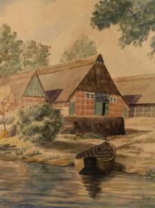 EGGER Heinz 1937,Katen am See Blick auf reetgedeckte Häuser an eine,1944,Mehlis DE 2016-11-17