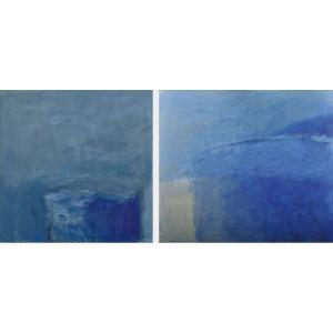 EGGER Heinz 1937,Paar abstrakte Kompositionen in Blau,1990,Dobiaschofsky CH 2017-05-10