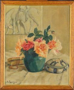 EGGERMONT Angèle 1878-1958,Vase a/ roses et bonbonnière,Monsantic BE 2014-09-08