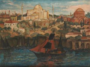 EGGERMONT Angèle 1878-1958,Vue d’’Istanbul,1952,Horta BE 2014-03-17