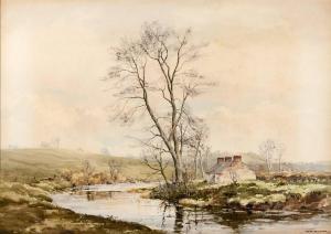 EGGINTON Frank J 1908-1990,RIVER SCENE WITH COTTAGE AND TREE,Whyte's IE 2024-03-25