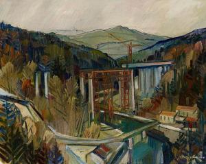 EGGLER Josef 1916,Bau des Sitterviaduktes,1984,Galerie Widmer Auktionen CH 2014-11-14