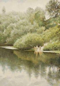 EGOROV Valentin 1935,Boys Fishing by a River Shore,1979,Whyte's IE 2009-12-07