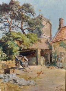 EHLERS Ernest Herman,A Farmyard Scene, with Chickens in the foreground,John Nicholson 2019-09-04