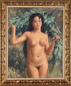 EHLINGER Maurice 1896-1981,Jeune femme nue à la guirlande de feuilles,Gros-Delettrez FR 2023-10-02
