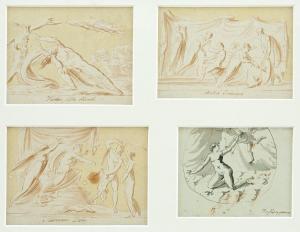 EHRENSVÄRD Carl August 1745-1800,Fyra stycken samramade teckningar,Uppsala Auction SE 2022-06-15