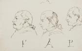 EHRENSVÄRD Carl August 1745-1800,Three portraits in profile,Bukowskis SE 2013-12-03