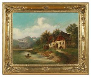 EHRMANNS C. B 1830,Landschaft mit Bauernhaus am Flußufer,1839,Palais Dorotheum AT 2014-05-07