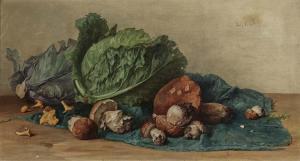 EIBL Ludwig 1842-1918,Still life with mushrooms and lettuce,Neumeister DE 2021-04-14