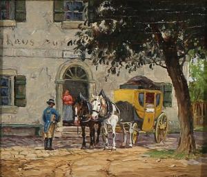 EICHHORN Peter 1877-1960,View from Munich with a horse-drawn carriage,Bruun Rasmussen DK 2017-09-11