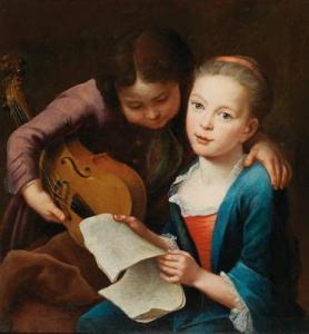 EICHLER Gottfried C. 1677-1757,Two children making music,1746,Palais Dorotheum AT 2018-04-24