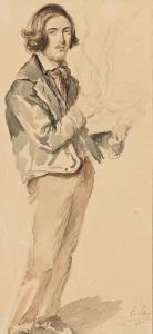 EICHLER HERMANN,Full-Length Portrait of an Artist Holding a Sculpt,1863,Swann Galleries 2021-11-03
