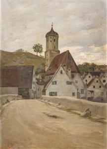 EILERS Wilhelm 1857-1919,Brücke und Kirche von Harburg im Ries,1904,Palais Dorotheum AT 2016-11-15