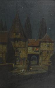 EILERS Wilhelm 1857-1919,Stadttor von Iphofen bei Nacht,Wendl DE 2019-10-24