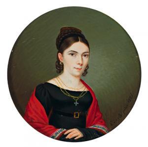 Einsle Joseph Bernhard 1774-1829,Dama con scialle rosso,1821,Palais Dorotheum AT 2007-11-26