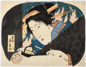EISEN Ikeda, Keisai,Beauté à la lanterne Une femme, vêtue d'un kimono ,Beaussant-Lefèvre 2024-02-02