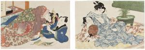 EISEN Ikeda, Keisai 1791-1848,Two abuna-e prints of young couples,Christie's GB 2017-11-08