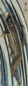 EISEN 1790-1848,Kakemono-e, a giant carp ascending a waterfall, si,Christie's GB 2004-10-28