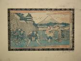 Eisen Kosei 1790-1848,Kanpei affronte Bannai devant Okaru, au fond le Fu,1840,Neret-Minet 2012-07-07