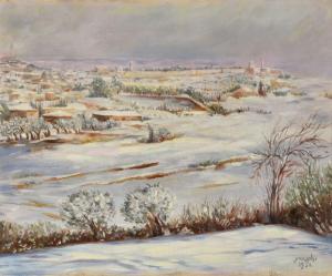 EISENBERG Jacob 1897-1966,Jerusalem in the Snow,1950,Tiroche IL 2021-11-06