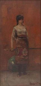 EISENHUT Ferencz, Franz,Oriental beauty with sword leaning against a wall,1893,Bernaerts 2016-10-24