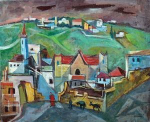 EISENSCHER Jacob 1896-1980,Figures in Safed,Tiroche IL 2017-01-28
