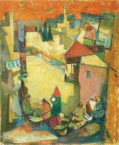 EISENSCHER Jacob 1896-1980,Figures in the Market,Tiroche IL 2017-01-28